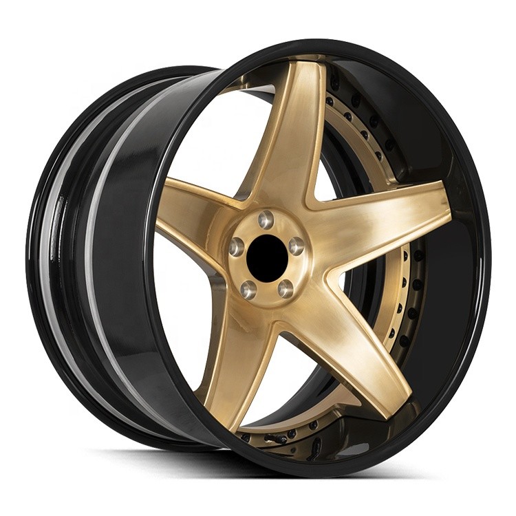 Deep Dish Lip Wheels 5 Spoke Aluminum Custom Forged Wheels 2 Pieces Forged Alloy Wheels For Sports Car