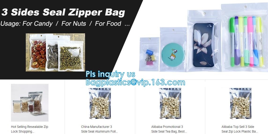 clear opp/cpp three side seal bag for beans,biscuits,cookies,pp cpp self-adhesive poly bag with glue tape,CPP BOPP plast
