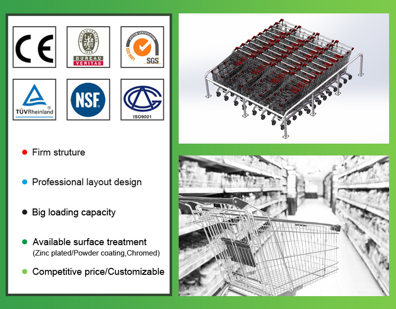 Multifunctional Supermarket Shopping Trolley Electrophoresis Metal Shopping Cart