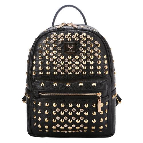 PU leather Rivets backpacks women backpacks college student School Backpacks