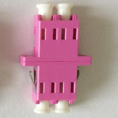 Pink color SC type 10G OM4 LC Duplex Pink plastic Fiber Optic Adapter,low