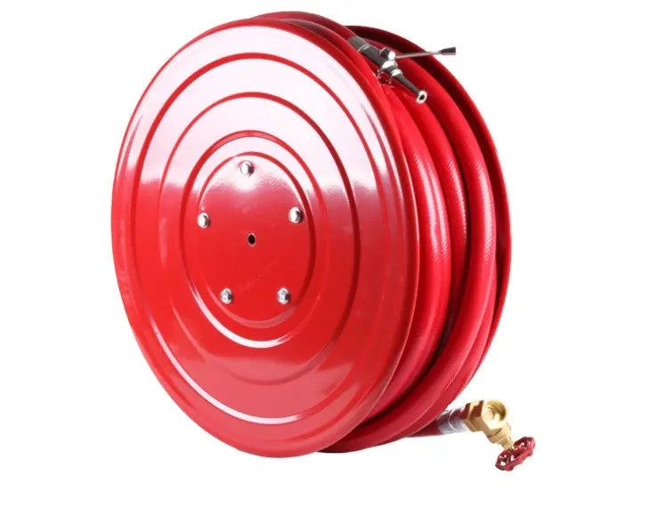 15m Length Spray Distance Fire Hose Reel Large Capacity Red Fire Hose Retraction Unit