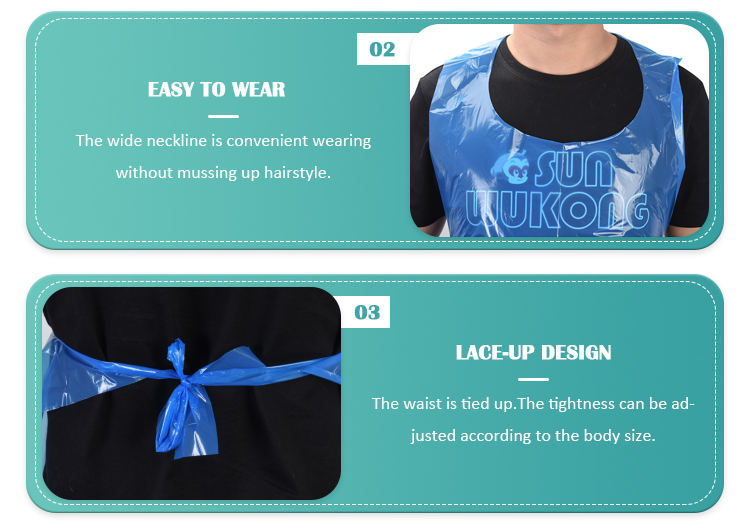 Disposable Plastic Apron Without Sleeves For Countertop Room Space Pe Apron