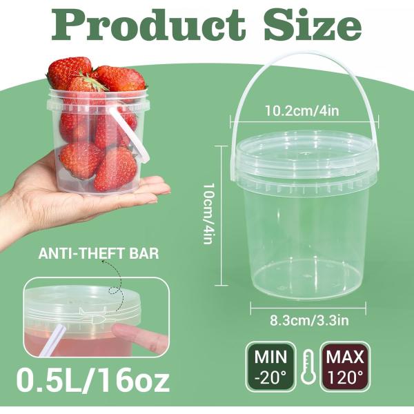 Quality 500ML/750ML/1000ML Plastic Cups Lids Wholesale Disposable Clear Plastic Drink Buckets Fruits Container Tubs For Drinks Foods for sale