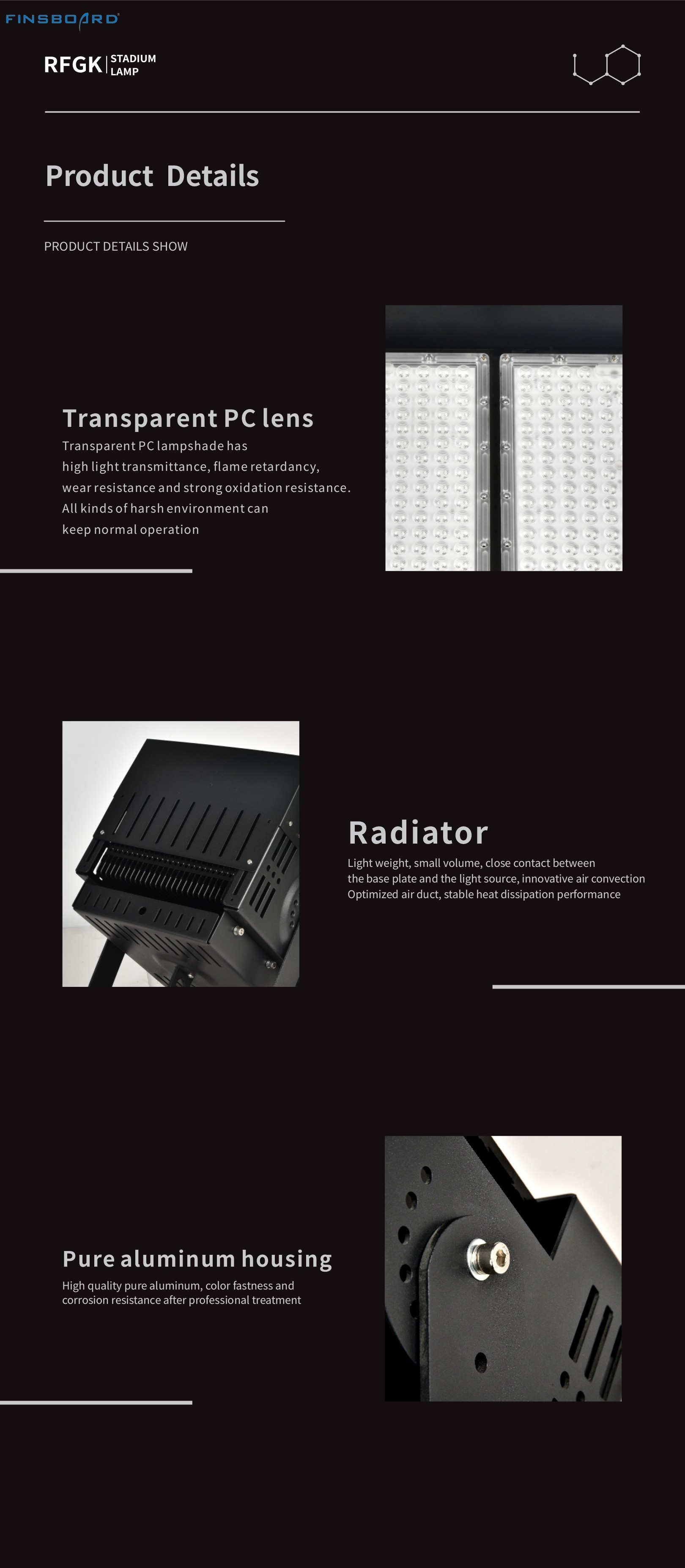Aluminum LED Stadium Lighting With Lumileds 3030 Chips