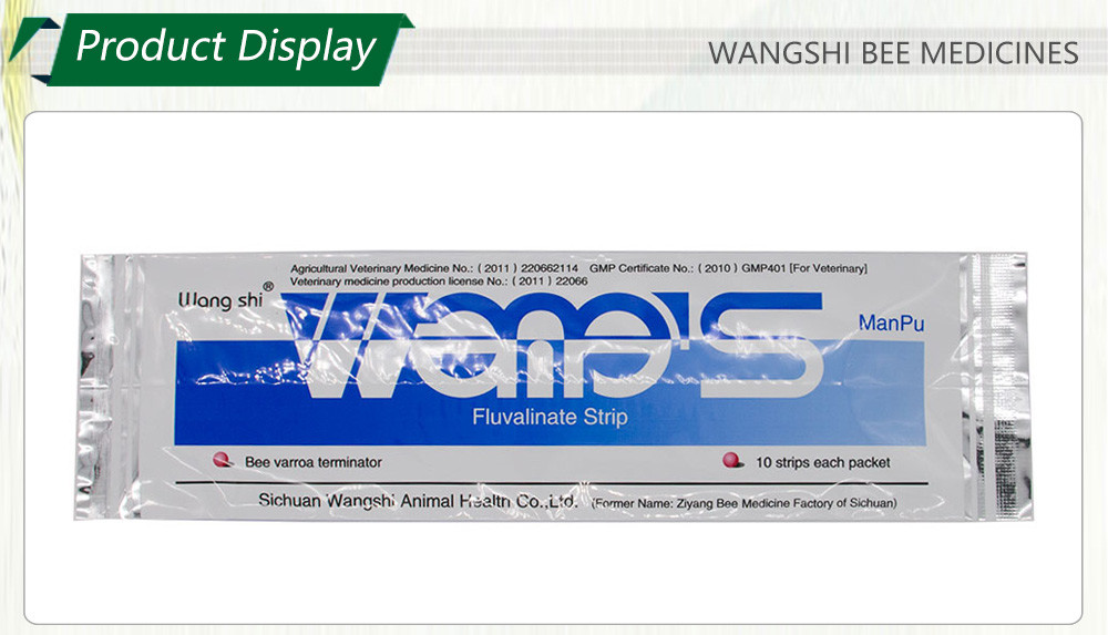 Wangshi Bee Medicine Manpu Fluvalinate Strips Bee Varroa Mites Instant Killer 10 strips/bag