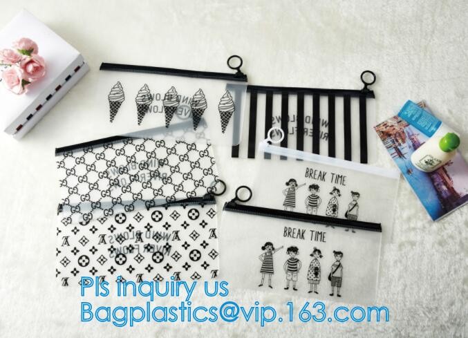 Zip lockkk bag with handle & slider, reclosable pvc clear plastic slider Zip lockkk bag, Reusable slider white small nylon cle