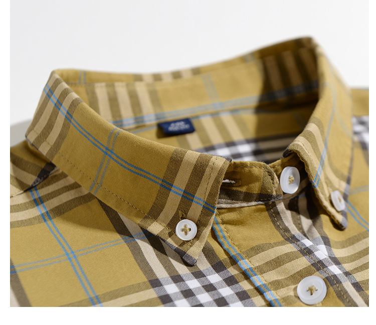 Men's Slim Fit Plaid Shirt in Viscose/Polyester/Spandex for Spring/Autumn Office Wear