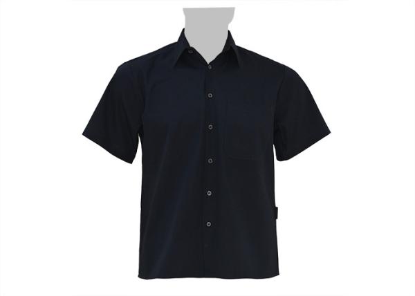Men's 65%Polyester 35%Cotton Poplin Work Shirt Short Sleeve Black