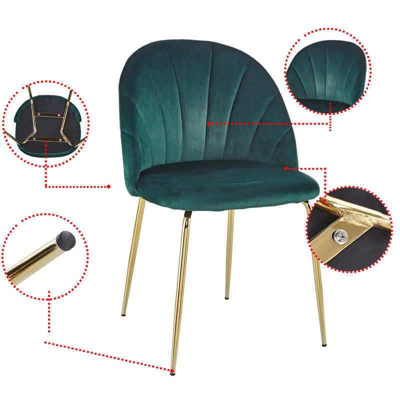 2pc Green Upholstered Dining Room Chairs 220lbs Weight Capacity