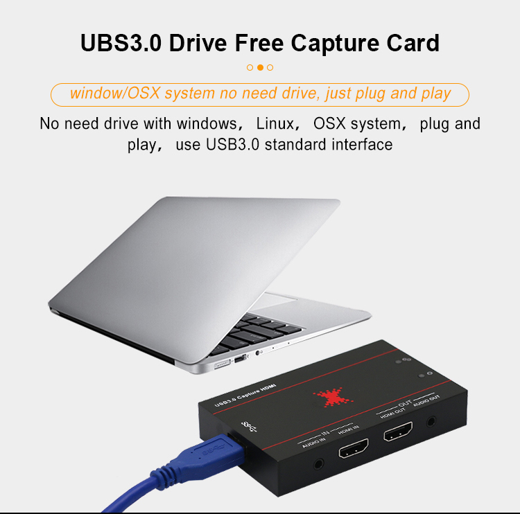 4k Hdm1 Input 1080p60 Output Capture Card With Independent Microphone