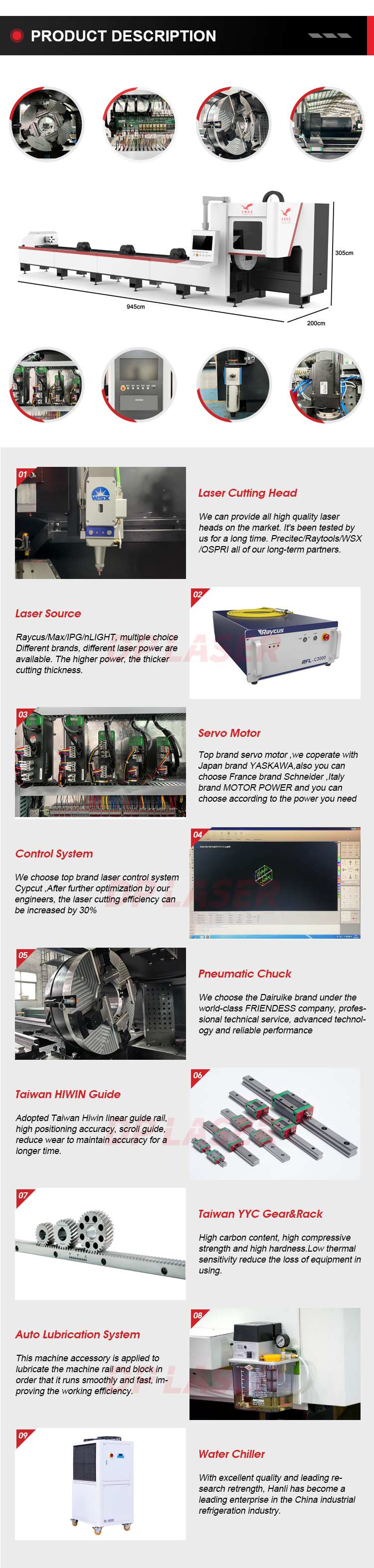 6012 Metal Round Square Tube Laser Cutting Machine Automatic Cnc Laser Tube Cutter 4000 KG
