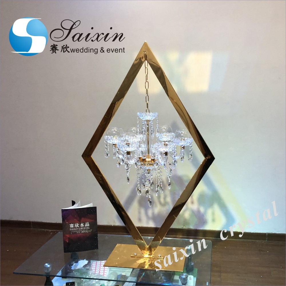 10 Arms Plated Gold Candelabra Candle Holder Standing Chandelier 1m Base 180cm
