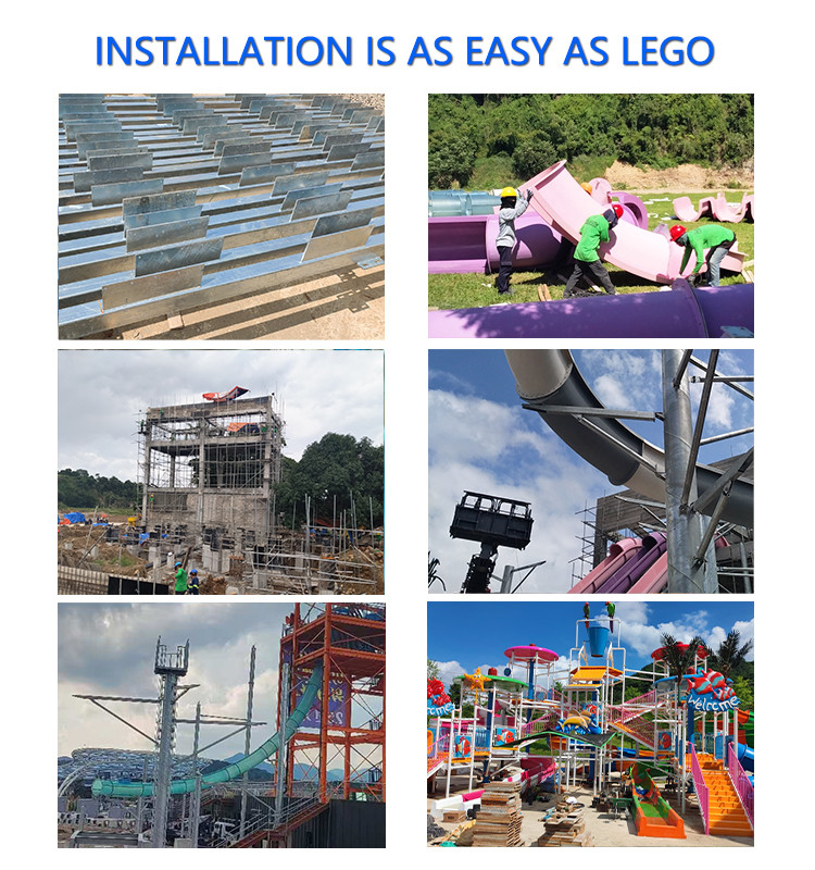 Water Park Rainbow Slides Adult Amusement Park Rides Equipment Fiberglass Water Slide