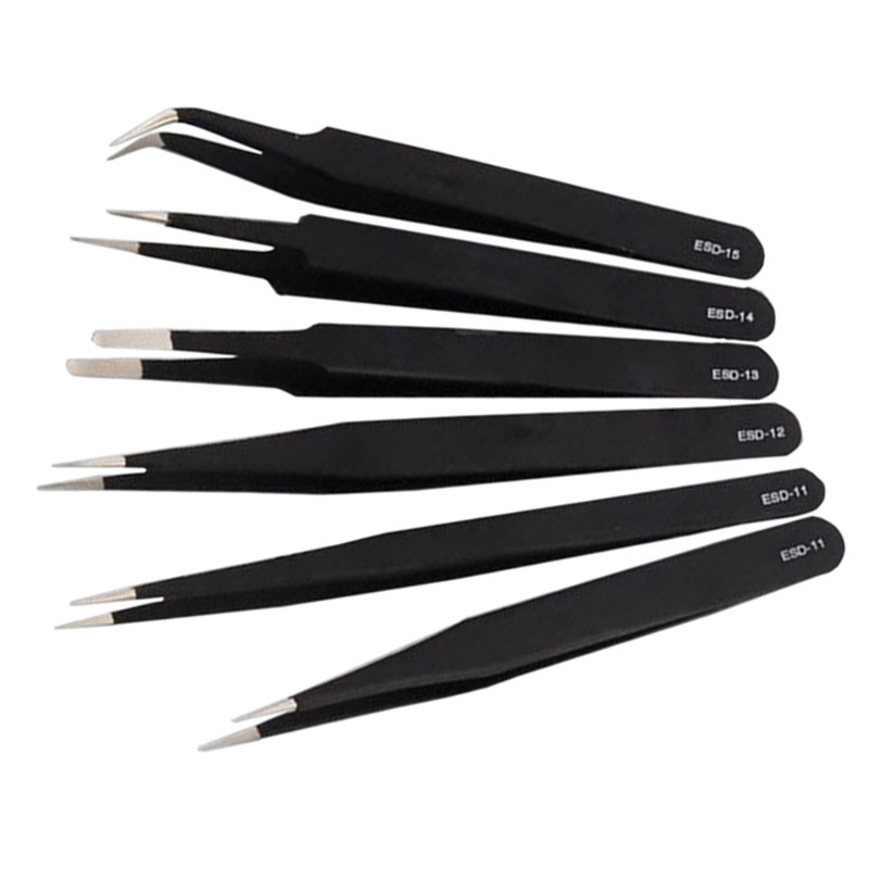 High Temperature Resistance Fine Point Tweezers , ESD Hand Tools Silver Color