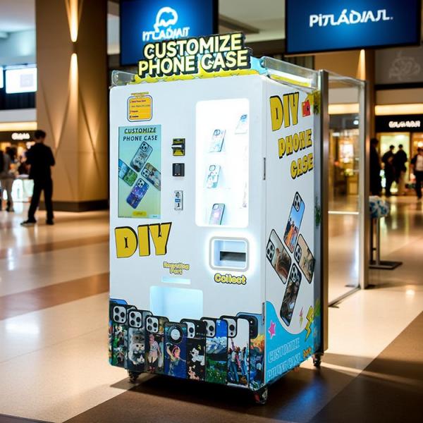 Quality Compact 1500mm x 800mm x 600mm Phone Case Printing Vending Machine with 27-Inch/32-Inch Wave Crystal Display and 4G/Wi-Fi Network Connection for sale