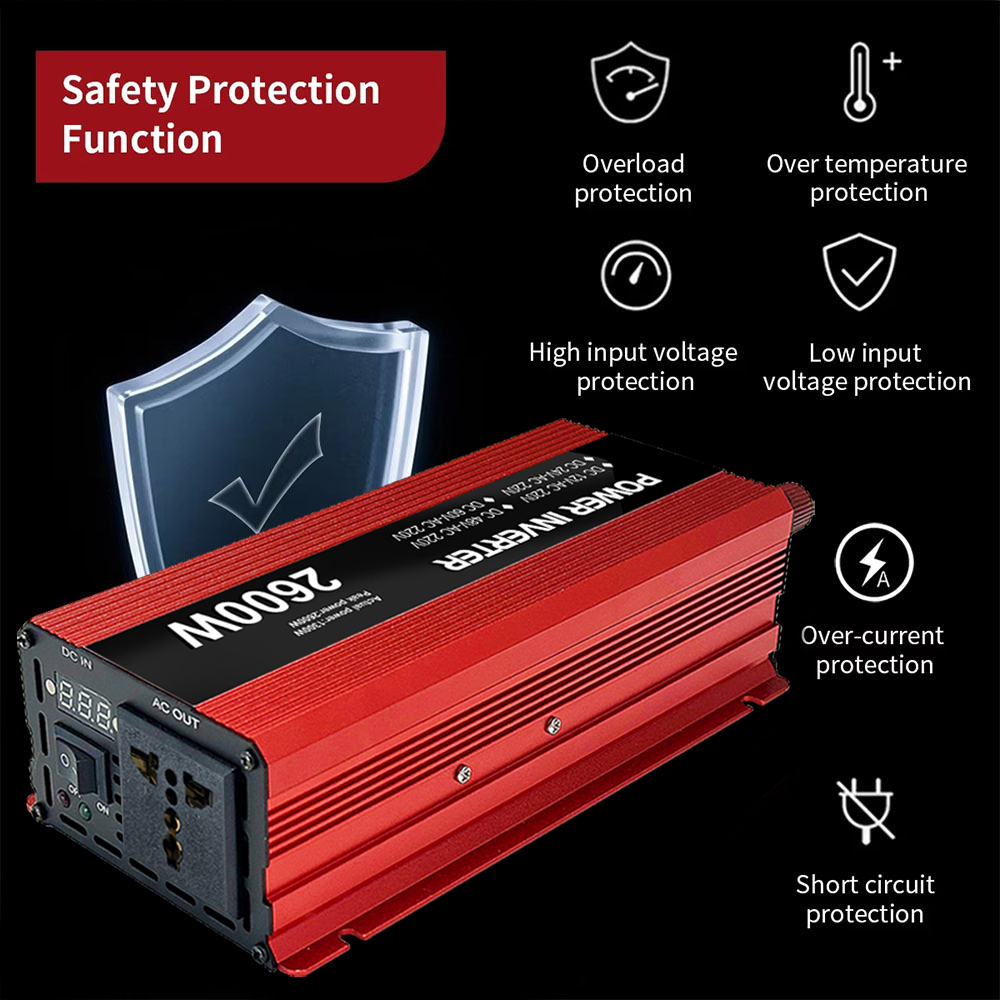 110V/220V/230V Output Voltage LED Display 800W 1000W 1300W 12V 24V DC to AC Pure Sine Wave Car Power Inverter