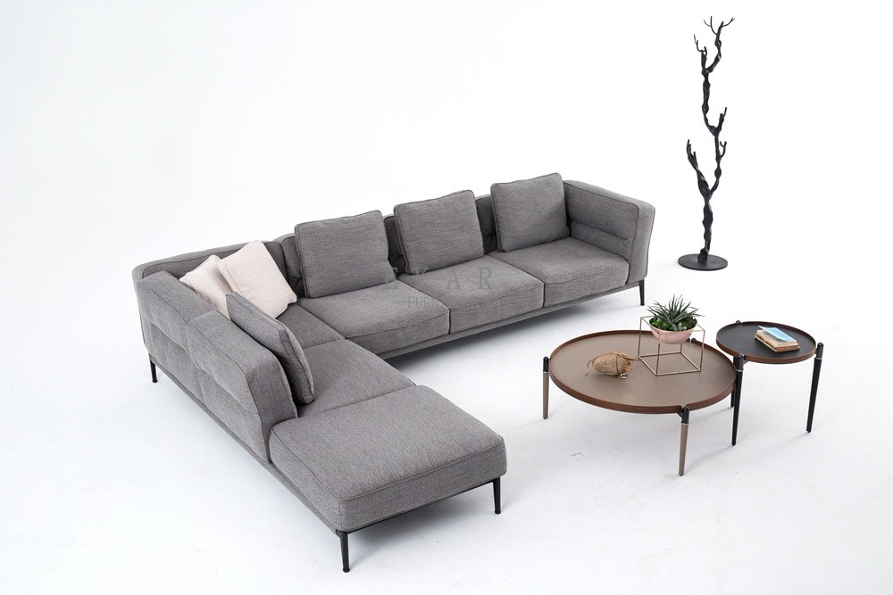 Italian Design Linen Corner Couch Modern Sofa Set for Living Room