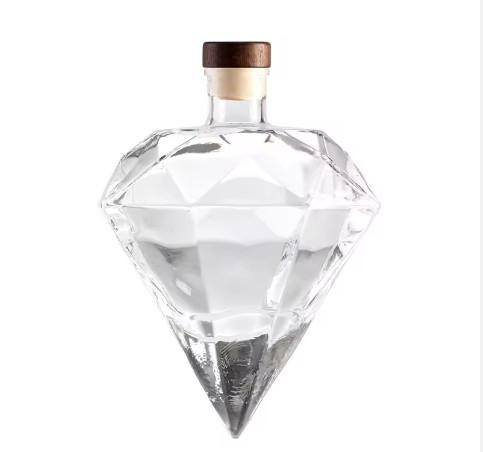 Industrial Gin Vodka Rum Wine Spirits Brandy Diamond Shape Glass Bottle for