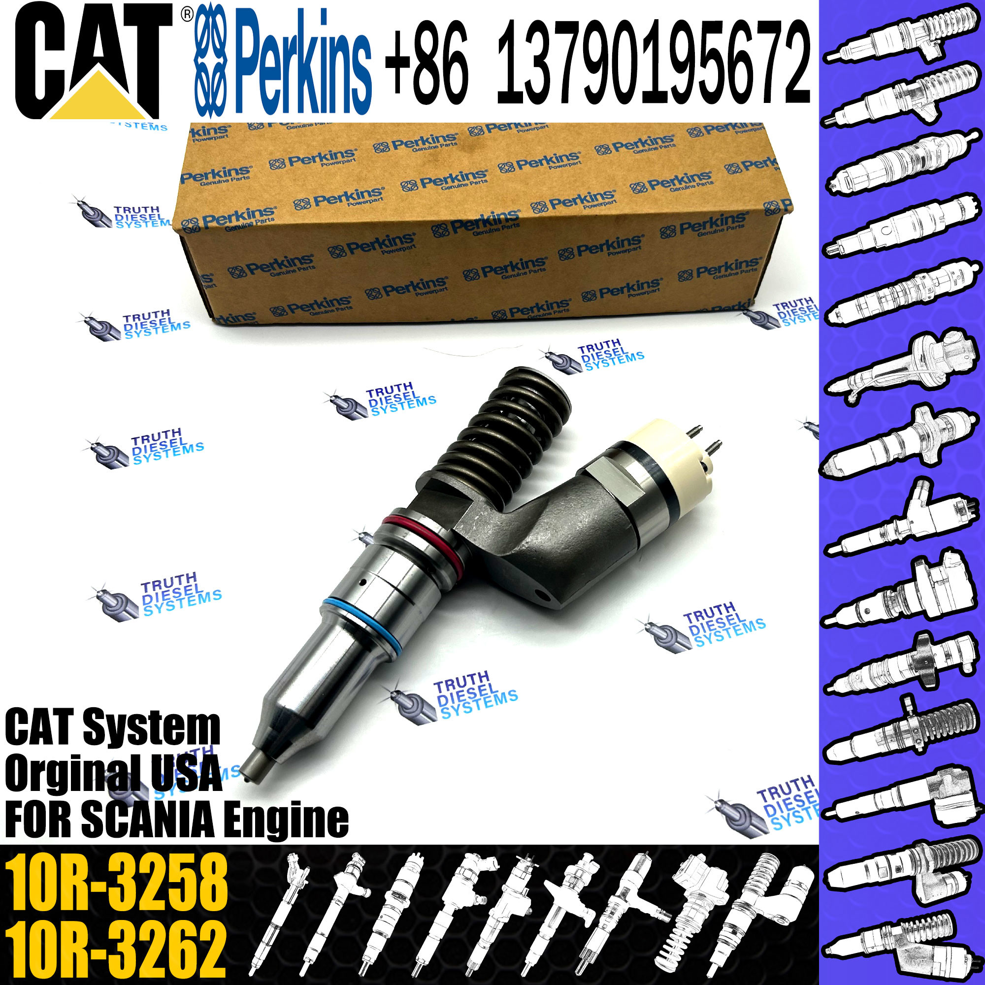 Excavator Inyectores Common Rail Diesel fuel Injector 2501309 250-1309 10R3258 10R-3258 for caterpillar cat c13