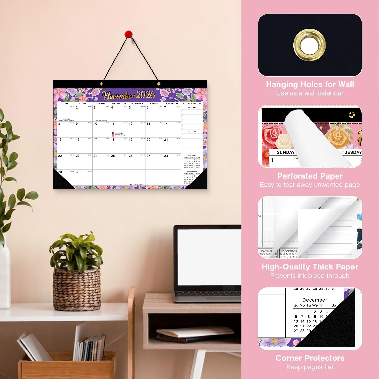 Holiday / Seasonal Theme Custom Wall Calendar Made With Paper And Spiral Binding