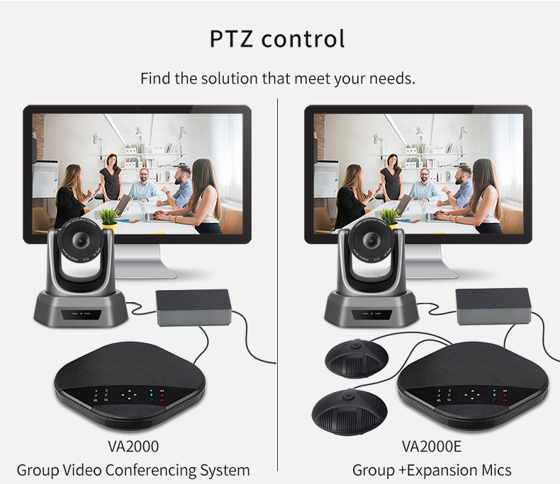 1080P HD Definition Video Conferencing Equipment Conference Kits 3X PTZ Video Conference Camera Speakerphone with Expansion Microphones