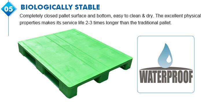 100% Virgin HDPE wear-resistant anti-slip stackable plastic pallet, China Manufacturer accept custom standard stacking p