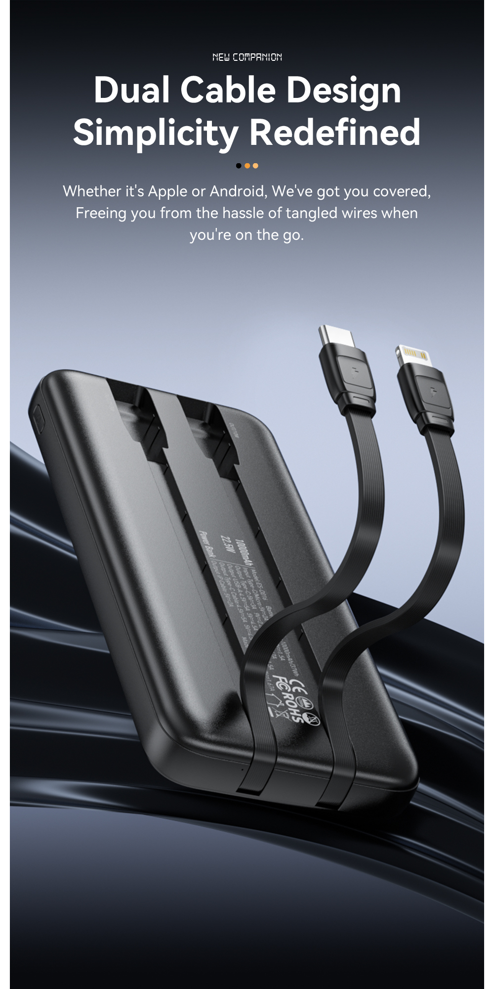 ESSAGER ES-D016 Series USB A/C/Lighting Output Battery Power Bank 10000mah