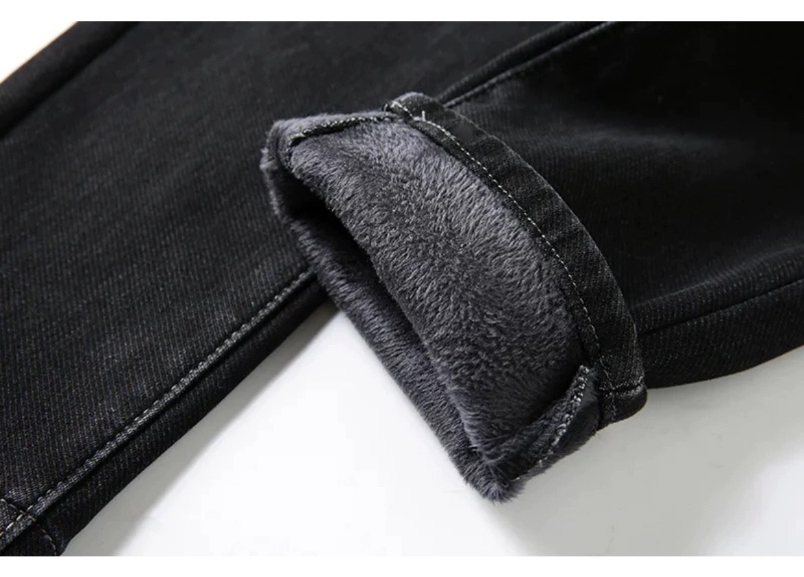 ODM Micro Fleece Lined Black Jeans Material Denim Fabric For Winter Jackets