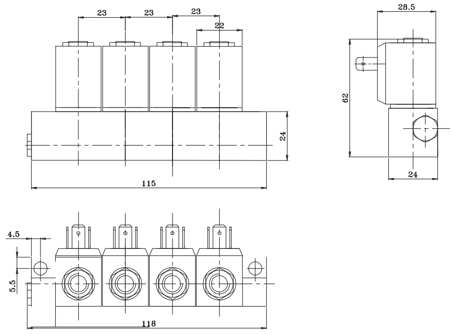 1/8'' 1/4'' Manifold Mount Stainless Steel Solenoid Valve 24V 220V