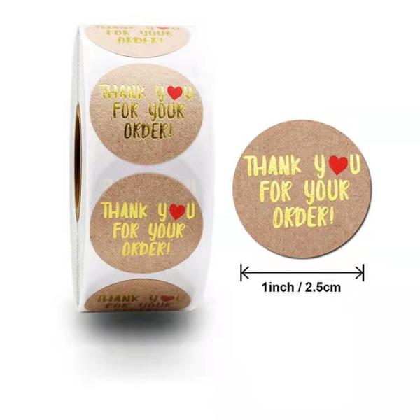 25mm Hot Foil Self Adhesive Round Labels Thank You Printable Stickers Roll For