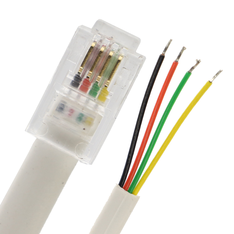 Customized 1m 2m 3m RJ9 RJ11 Male 4p4c to Stripped Tinned Wire Open End Cable