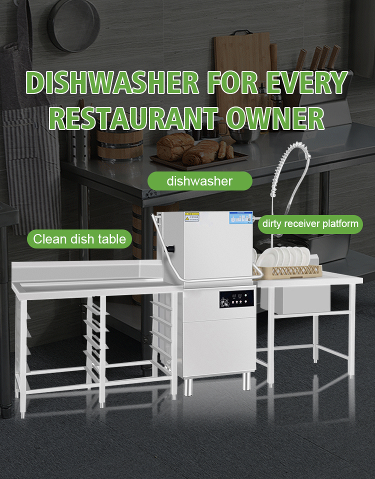 Electric Hood Type Dish Washer With Pre Cleaning And Exit Table