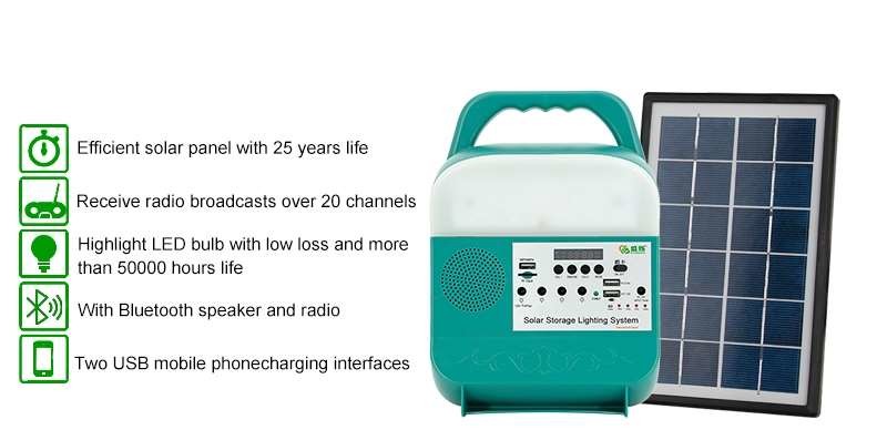 Mini Portable Small Solar Generator Energy System With Radio Blubs For Home