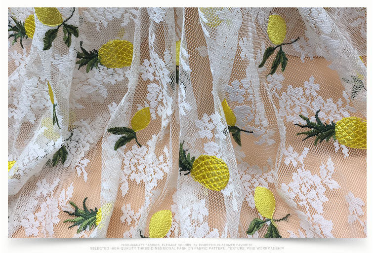 2018 Summer Newest Style Pineapple Embroidery Fabric 140cm wide for wedding dress