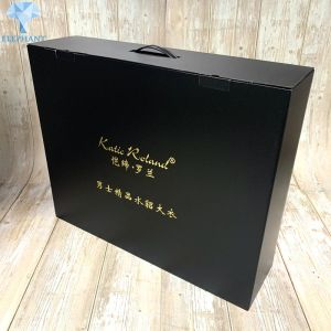 Black Debossed 450gsm CCNB Corrugated Cardboard Boxes With Handle
