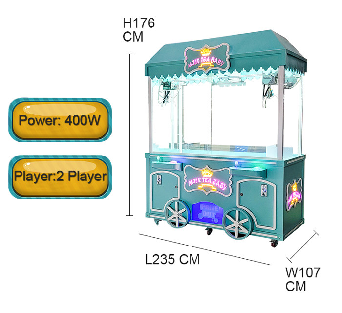Milk Tea Baby Crane Game Machine 400W Coin Pusher