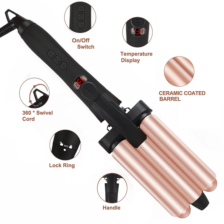 Customizable Tourmaline Ceramic Curling Iron PTC Heating 5 In 1 Interchangeable