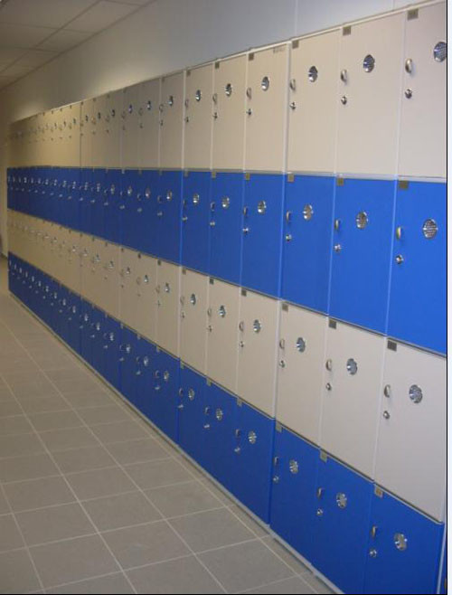 Wear Resistant Beige 4 Layer Changing Room Lockers PVC Material For Factory