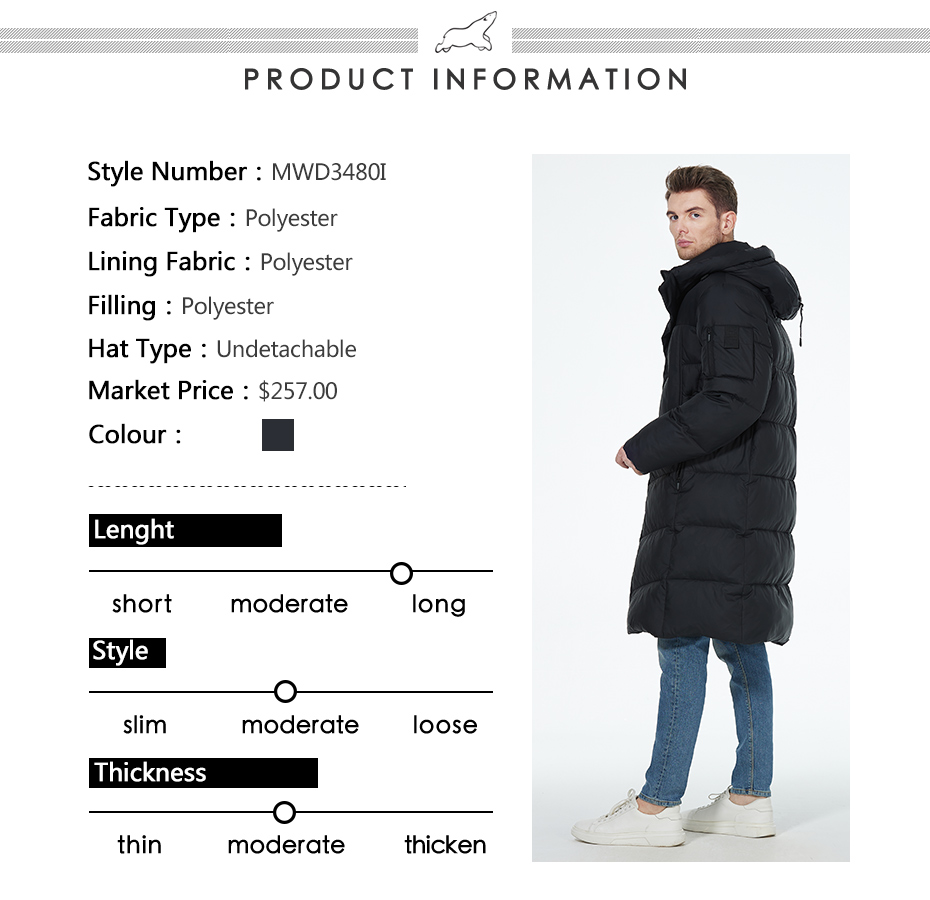 A long down jacket, upper and lower four-pocket design,the ergonomic side slit, straight fit, cold winter coat