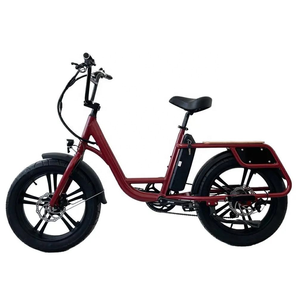 Rear Hub Motor Electric Cargo Bike 24 Inch Fat Tire Cargo Ebike 7 Speed 48V 500W / 750W