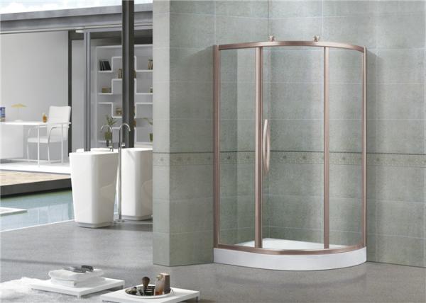 Offset Quadrant 6 MM Glass Shower Screens Rose Gold Aluminum Alloy Profiles