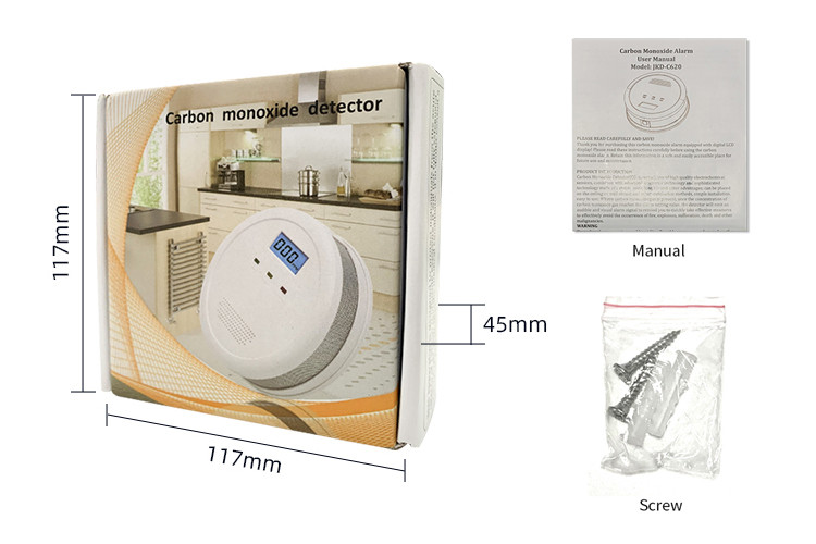 Carbon Monoxide Detector Alarms With Digital LCD Display
