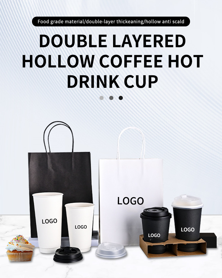 Biodegradable Double Wall Compostable Coffee Cups 500ml Waterproof