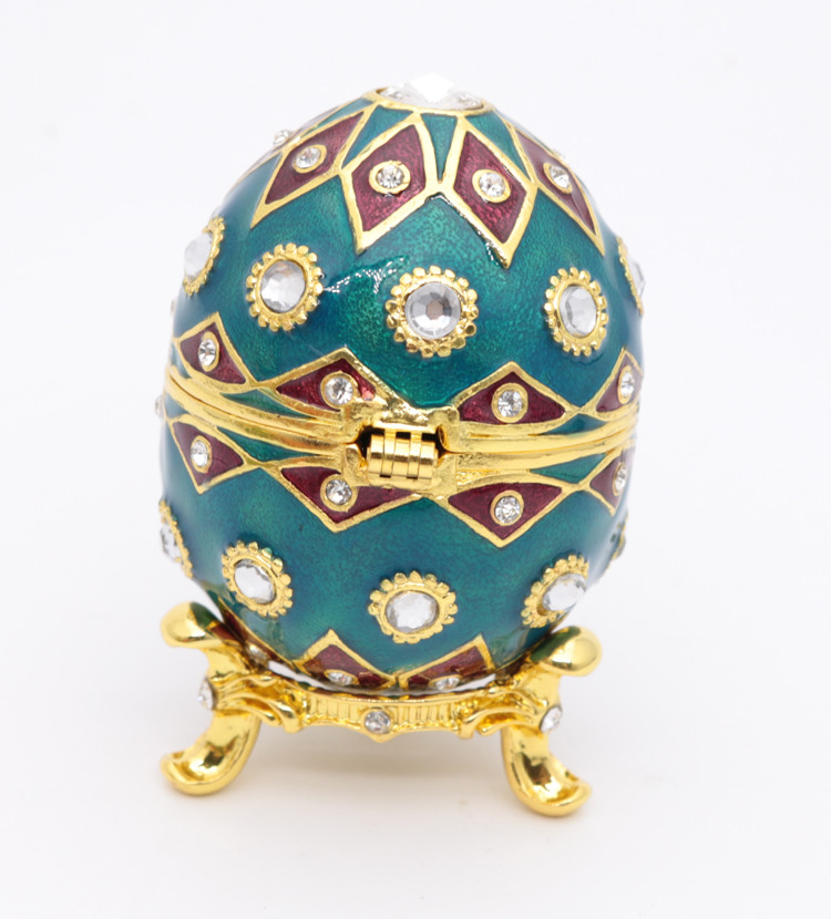 Faberge Egg Style Decorative Enameled Trinket Box Classic Russian Egg Jewelry Box Collectibles Unique Easter Egg Gift