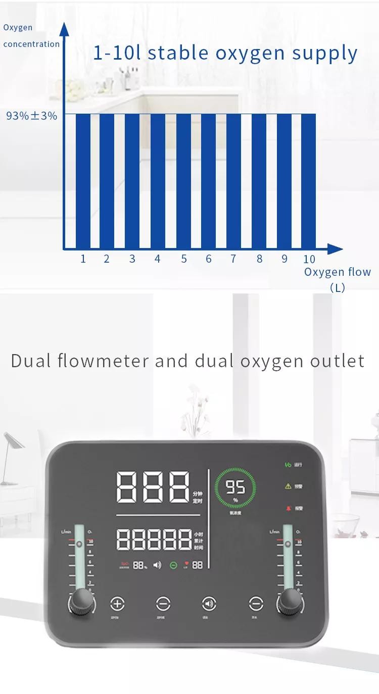 Household 10L Portable Oxygen Concentrator 93% Purity