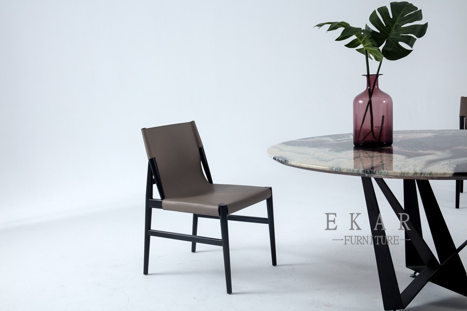 Modern Round Italian 6 Seater Metal Base1.2/1.5M Marble Top Dining Table