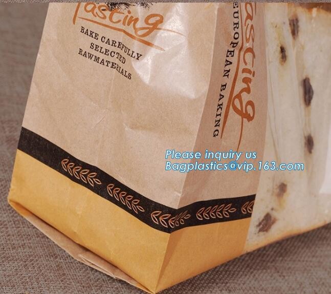 Food Grade Bread Paper Bag with Clear Window,Wholesale sharp bottom kraft paper greaseproof bread food pulp bag,bagplast