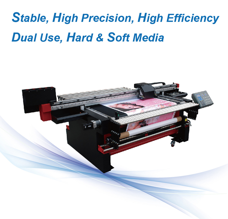 large format uv flatbed and roll to roll printer KUF1600