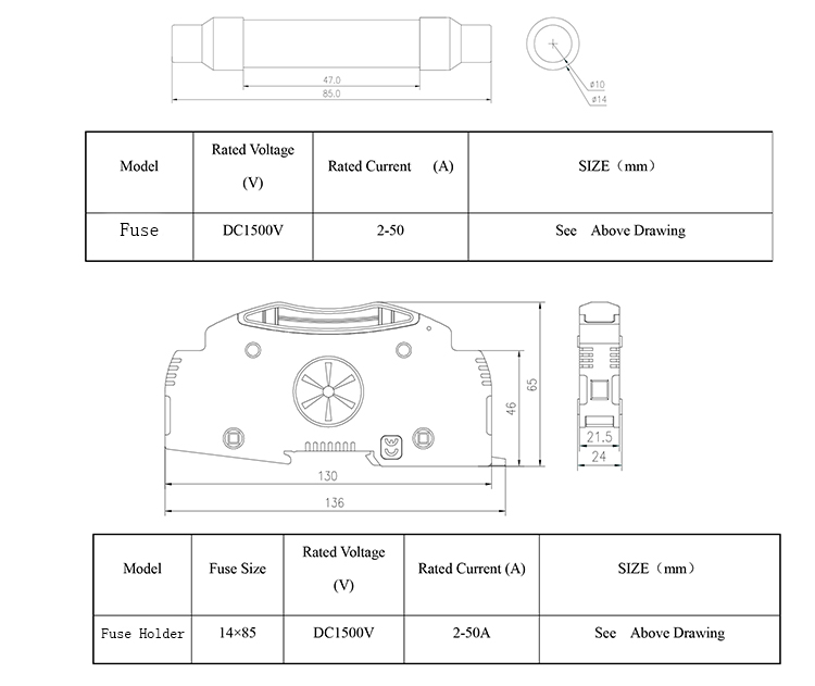 SRD-30 14x85mm DC1500V Low Voltage Fuse Holder